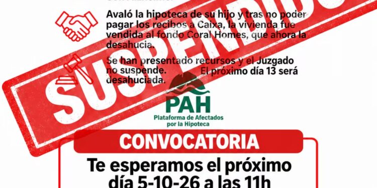 Suspendido el desahucio de una mujer de 93 años con alzhéimer en Murcia